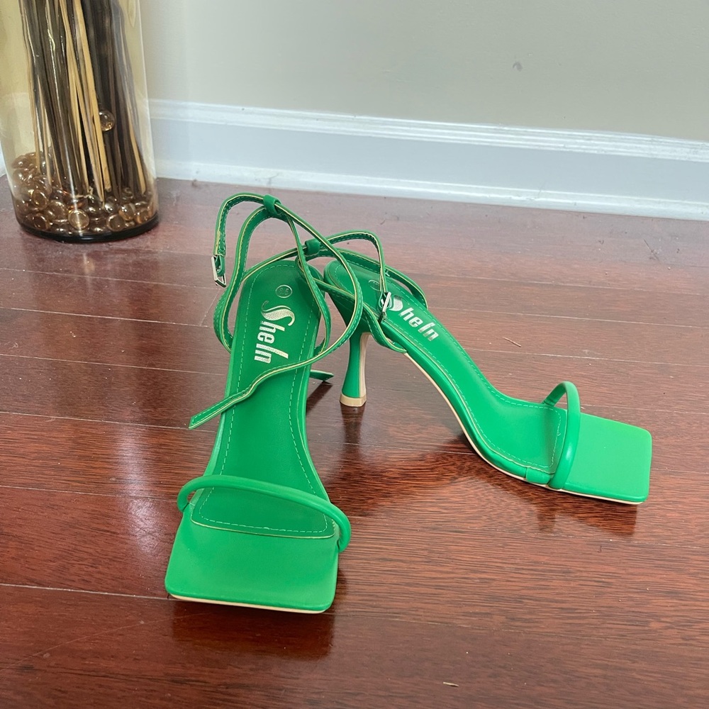 Green Kitten Heeled Sandals